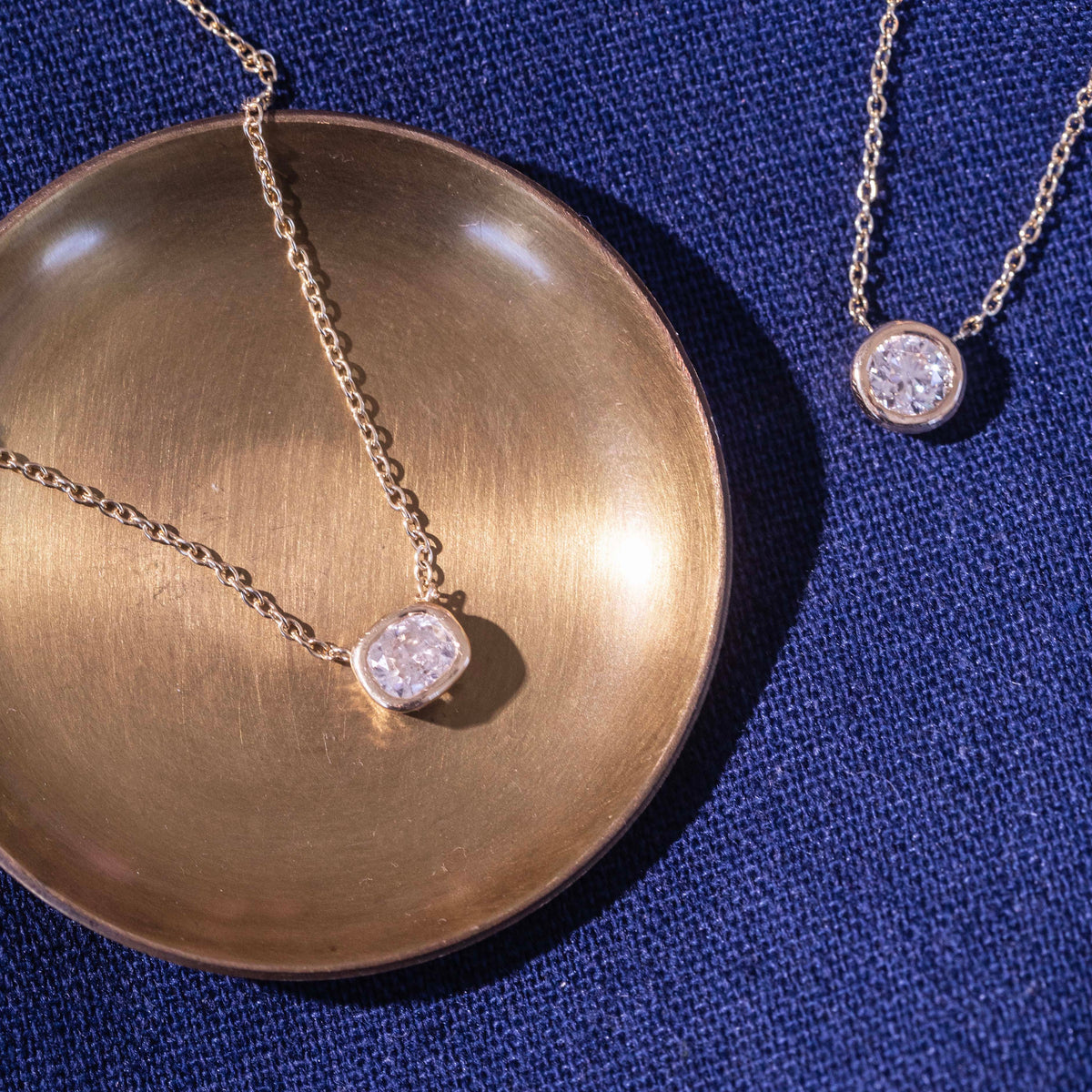 Hidden Initial Necklace, 1ct Cushion Cut