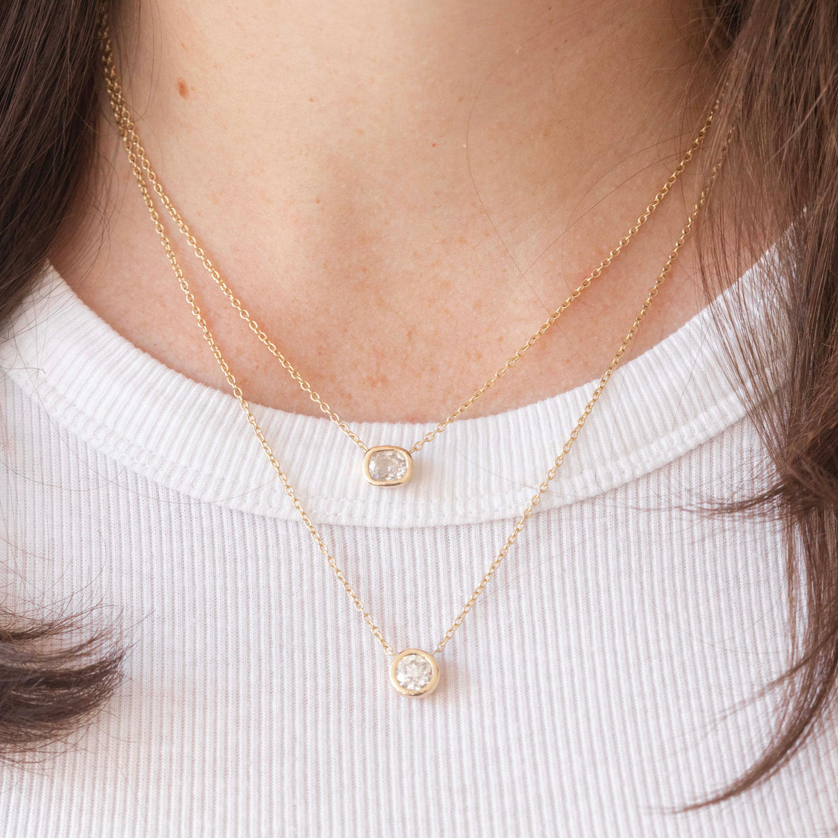 Hidden Initial Necklace, 1ct Cushion Cut